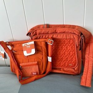Lug Vintage Summer Set Flutter and Wings Crossbody Bags - NWT Sunset Orange